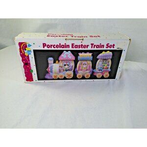Porcelain Easter Train Set Vintage Table Decoration